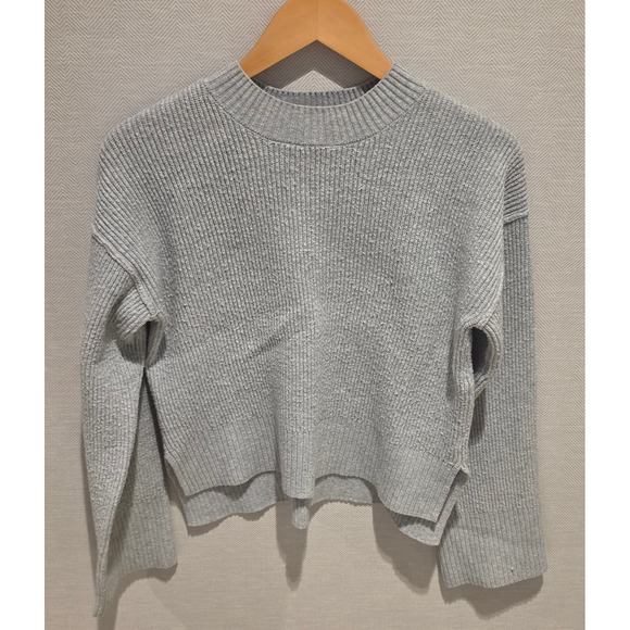 Hippie Rose Sweaters - Hippie Rose Womens Ribbed Knit Crew Neck Sweater Heather Gray High Low Hem Small